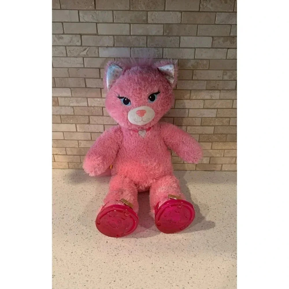 Build‎ A Bear Purrincess Kitty Cat Pink 18" Silver Sparkle Tinsel Princess- B10